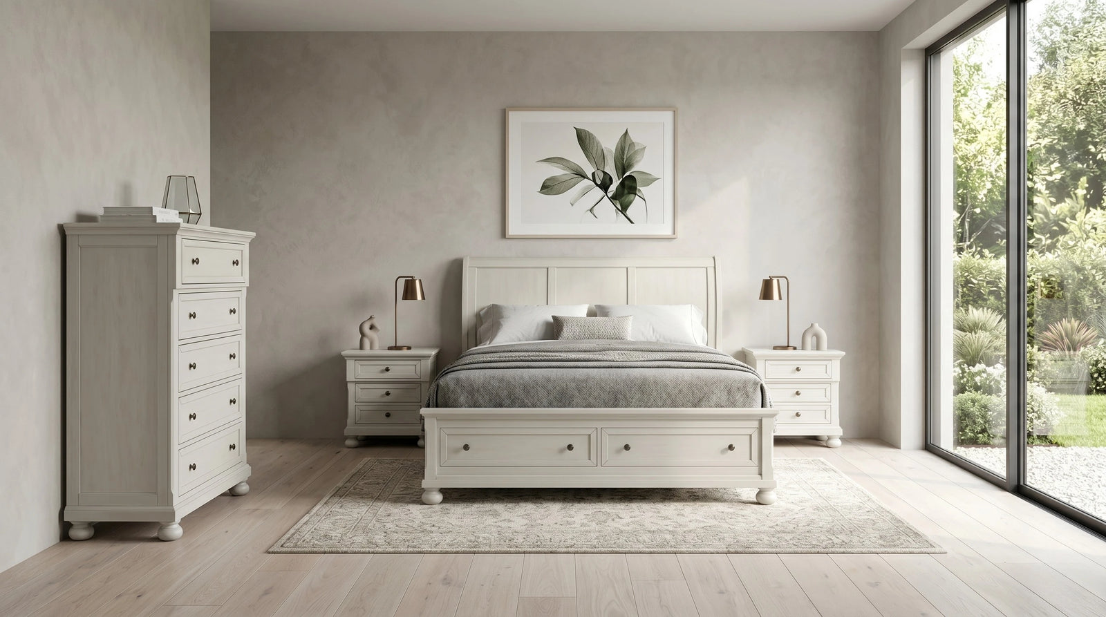 Canada 4 Piece White Tallboy Bedroom Suite