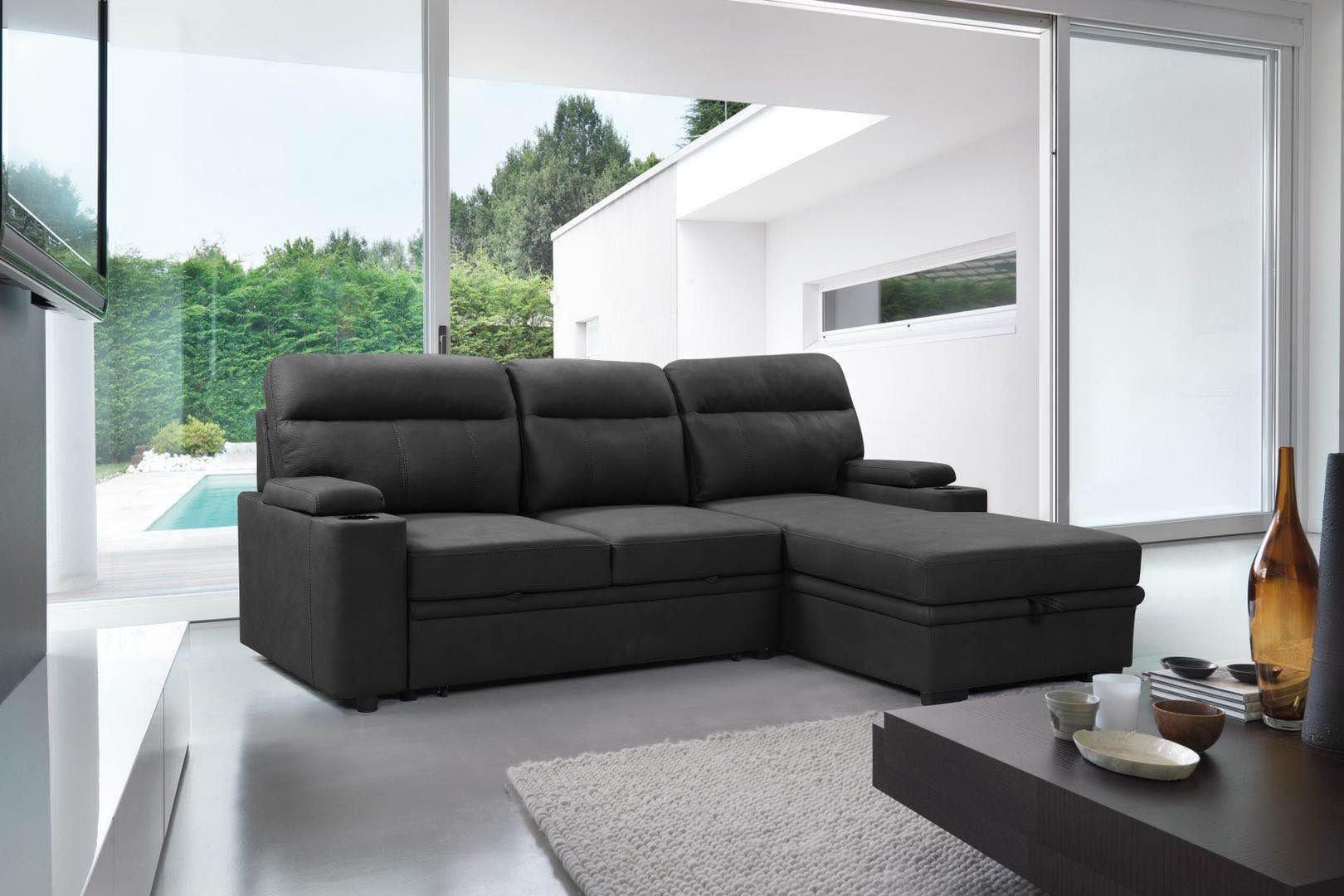 Elvis Three Seater Pullout Sofa Bed Couch with Cupholders and Storage - The A2Z Furniture