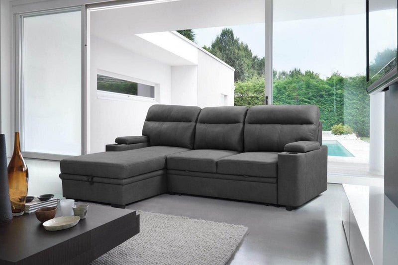 Elvis Three Seater Pullout Sofa Bed Couch with Cupholders and Storage - The A2Z Furniture