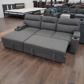 Elvis Three Seater Pullout Sofa Bed Couch with Cupholders and Storage - The A2Z Furniture