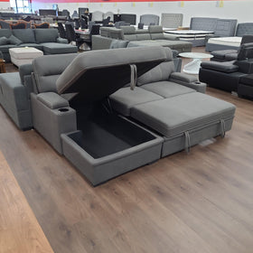 Elvis Three Seater Pullout Sofa Bed Couch with Cupholders and Storage - The A2Z Furniture