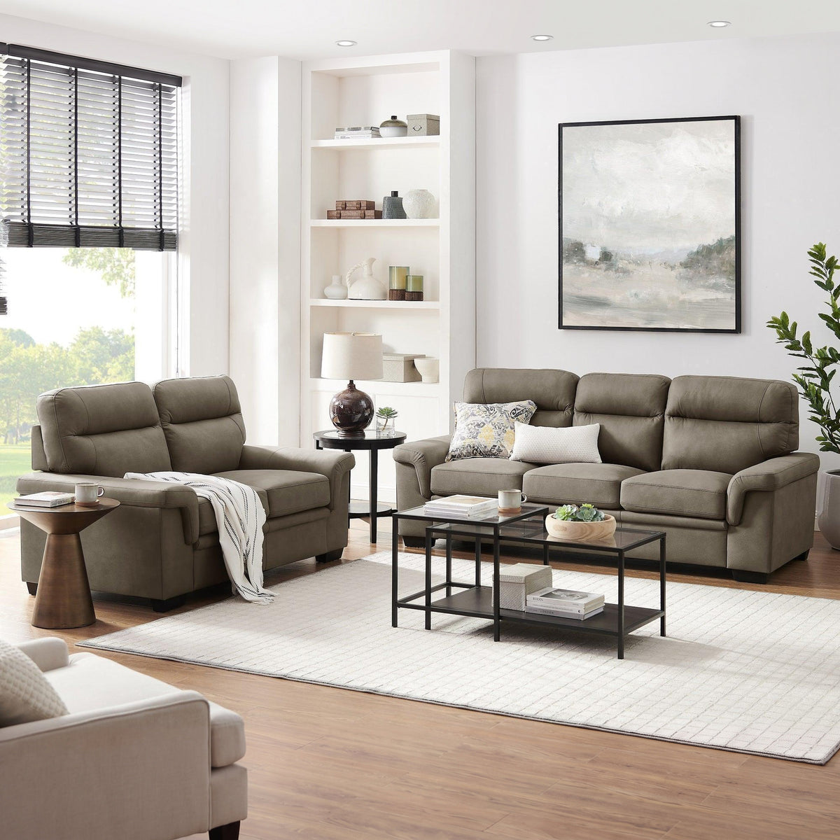 Erika 3 & 2 Seater Sofa Set in Mushroom