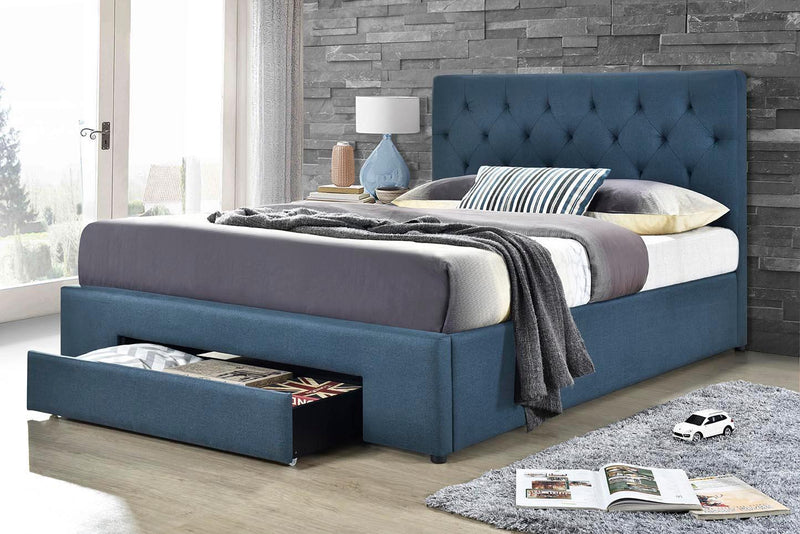 Fabulous Fabric Bed Frame with Underbed Storage in Ocean Blue by The A2Z Furniture