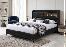 Federal USB Bed Frame with Storage Headboard in Black, supplier photo
