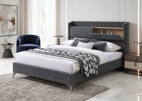 Federal USB Bed Frame with Storage Headboard in Grey, supplier photo