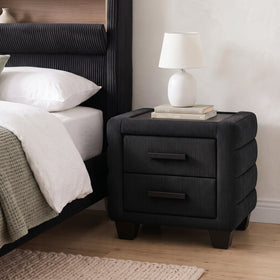Federal Bedside Table in Black, beside the Federal bed