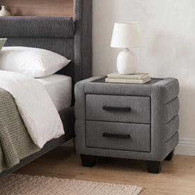 Federal 3 Piece Grey Bedroom Suite: Federal bedside table in Grey beside the bed