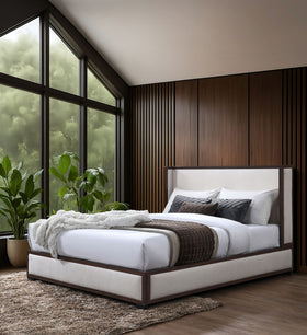 Fitzroy Upholstered Bed Frame in Beige, supplier photo