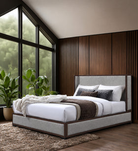 Fitzroy Upholstered Bed Frame in Grey, supplier photo