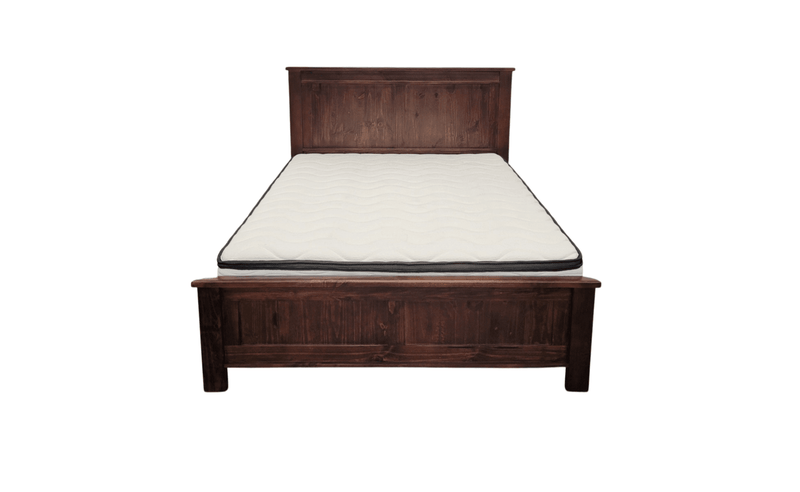 Grace Rustic Wooden Bed Frame in Walnut Colour - Available in Queen and King Sizes with Straight Wooden Slat Base - The A2Z Furniture