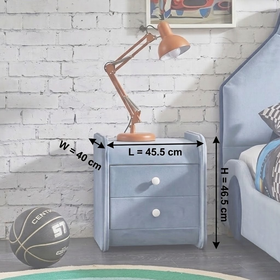 Hamilton Kids Bedside Table dimension diagram showing 45.5cm length, 40cm width and 46.5cm height