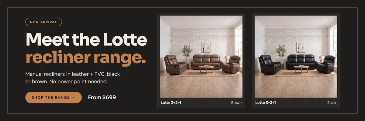 Lotte leather recliner range in brown and black, from $699