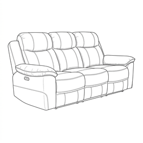 Hudson 3 Seater Electric Recliner Lounge dimensions line drawing