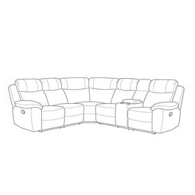 Hudson Corner Recliner Lounge line drawing — L-shaped 5-seat layout