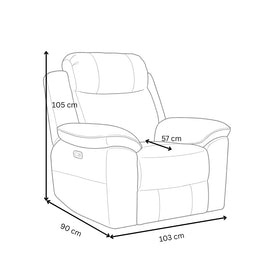 Hudson Electric Recliner Chair dimension diagram