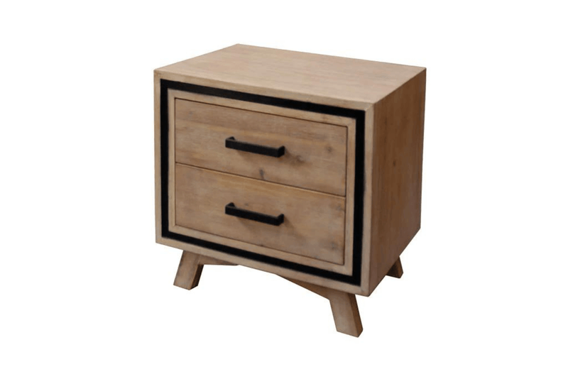 Jack Bedside Table - Modern Design - Solid Acacia Wood - 2 Drawers - The A2Z Furniture