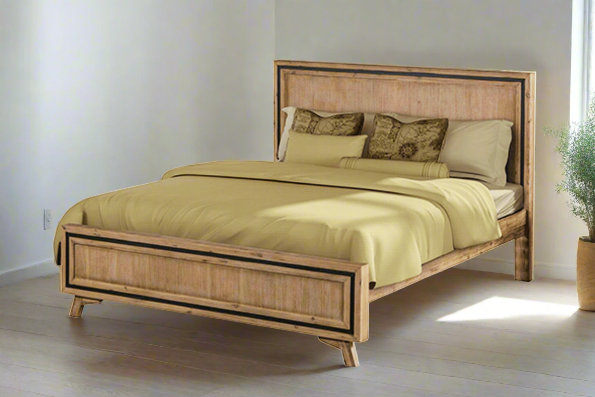 Jack Bed Frame - Solid Acacia Wood - Modern Design - Available in Queen and King Size - The A2Z Furniture