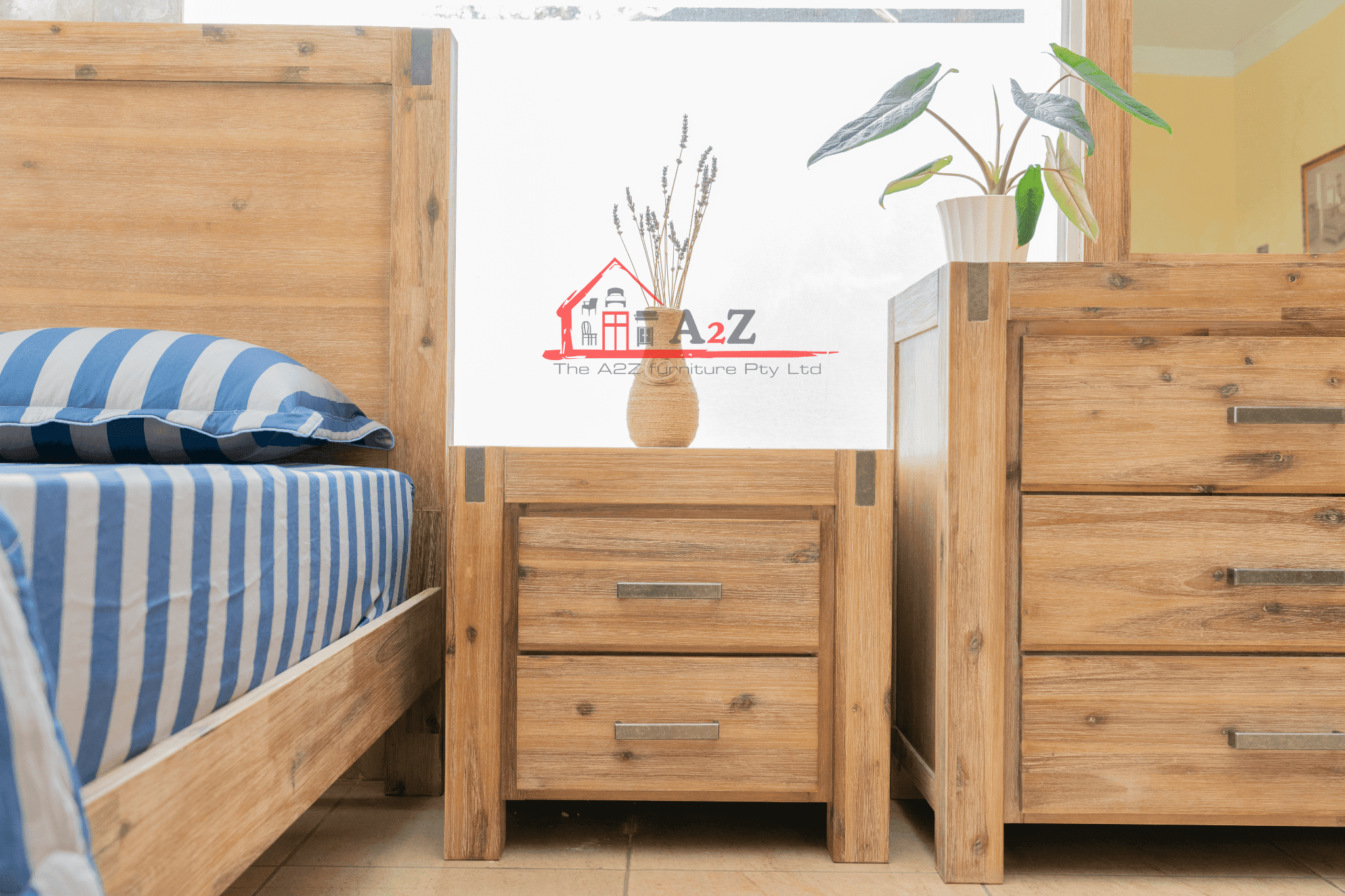 Jayden Bedroom Suite - Modern Contemporary Design - Solid Acacia Wood - Queen/King Size Options - The A2Z Furniture