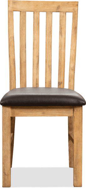 Jayden dining chair, side view — square legs braced by stretcher rails beneath the PU faux leather seat