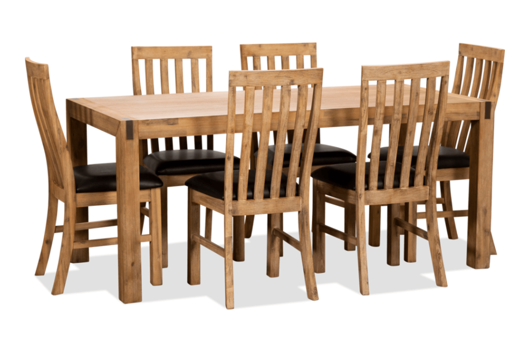 Jayden Dining Set - 7 Piece Dining Table Set with Acacia Wood Construction and PU Leather Chairs