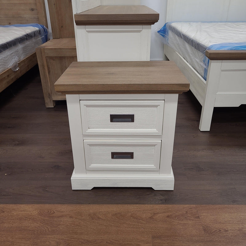 Modern Hamptons Jericho Bedside Table with 2 Drawers - The A2Z Furniture