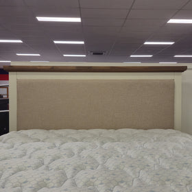 Close-up of the Jericho II Bed Frame with Storage upholstered headboard panel fabric texture