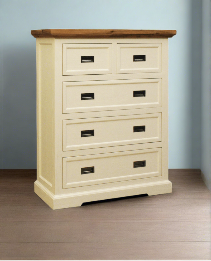 Hamptons Style Jericho Tallboy - Acacia Wood Chest of Drawers | The A2Z Furniture