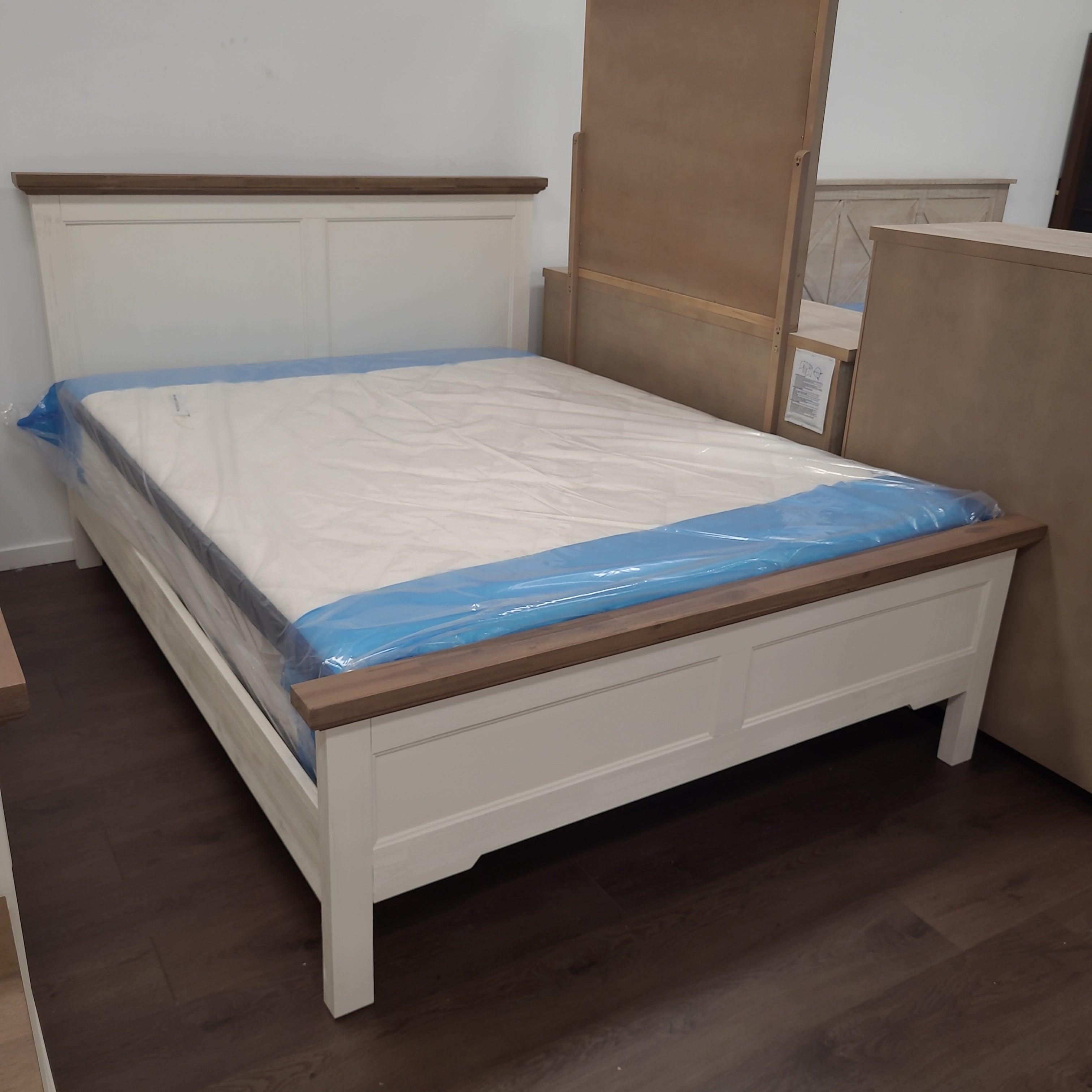 Hamptons style Jericho wooden bed made of solid Acacia wood with dual-tone finish, available in Queen and King sizes from The A2Z Furniture