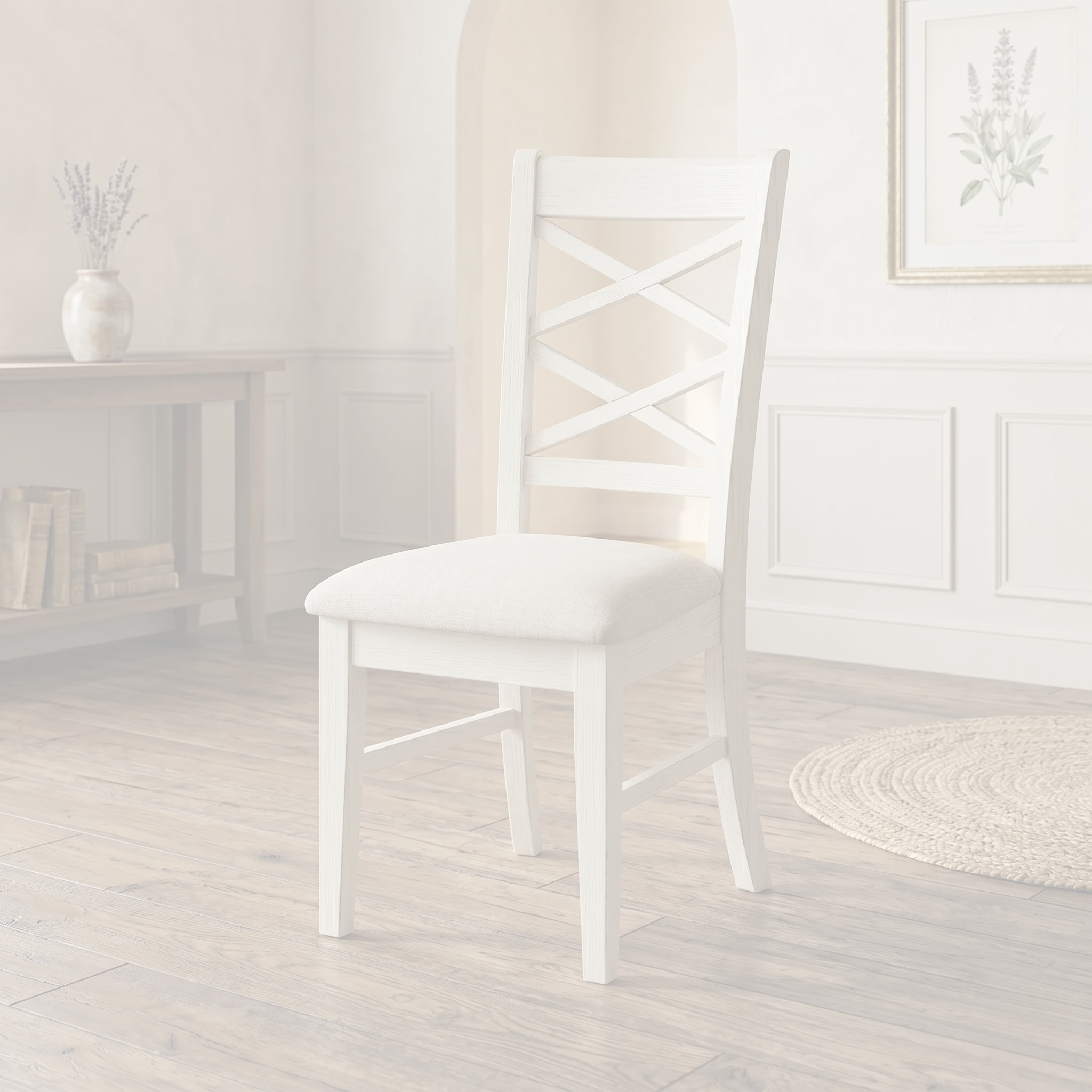 Jericho dining chair dimension diagram: 46 cm wide, 46 cm deep, 105 cm overall height