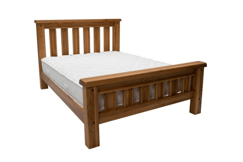 Image of Jimmy - Rustic Oak Wood Bed - Queen Size and King Size - Straight Wooden Slat Base - Solid Wood Bed Frame - The A2Z Furniture
