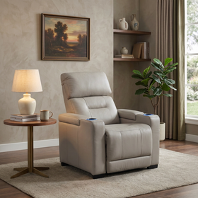Lagoon 1 Seater Electric Recliner Lounge in Beige leather