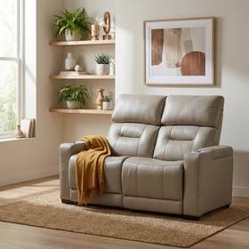 Lagoon 2 Seater Electric Recliner Lounge in Beige leather