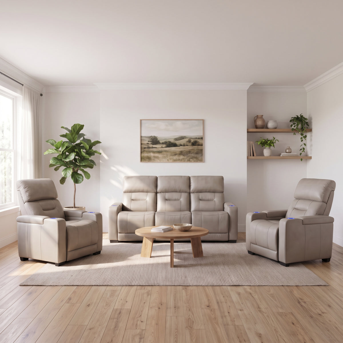 Lagoon 3+1+1 Beige Electric Recliner Package