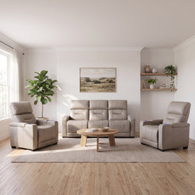 Lagoon 3+1+1 Beige Electric Recliner Package, styled in a modern living room