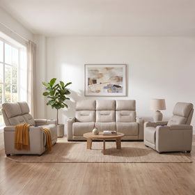 Lagoon 3+2+1 Beige Electric Recliner Package, styled in a modern living room