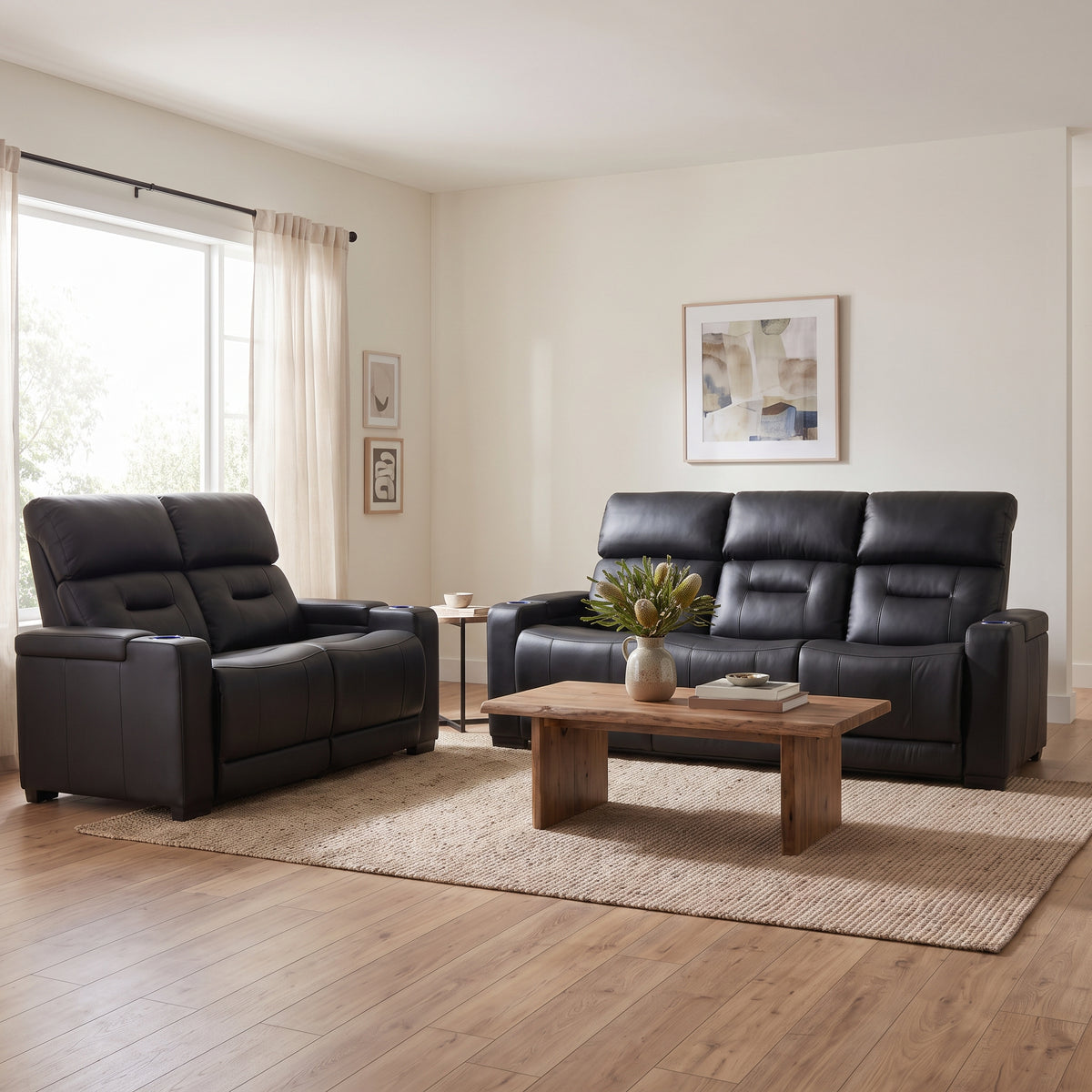 Lagoon 3+2 Black Electric Recliner Package
