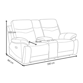 Lalor 2 Seater Electric Leather Recliner Lounge dimension diagram