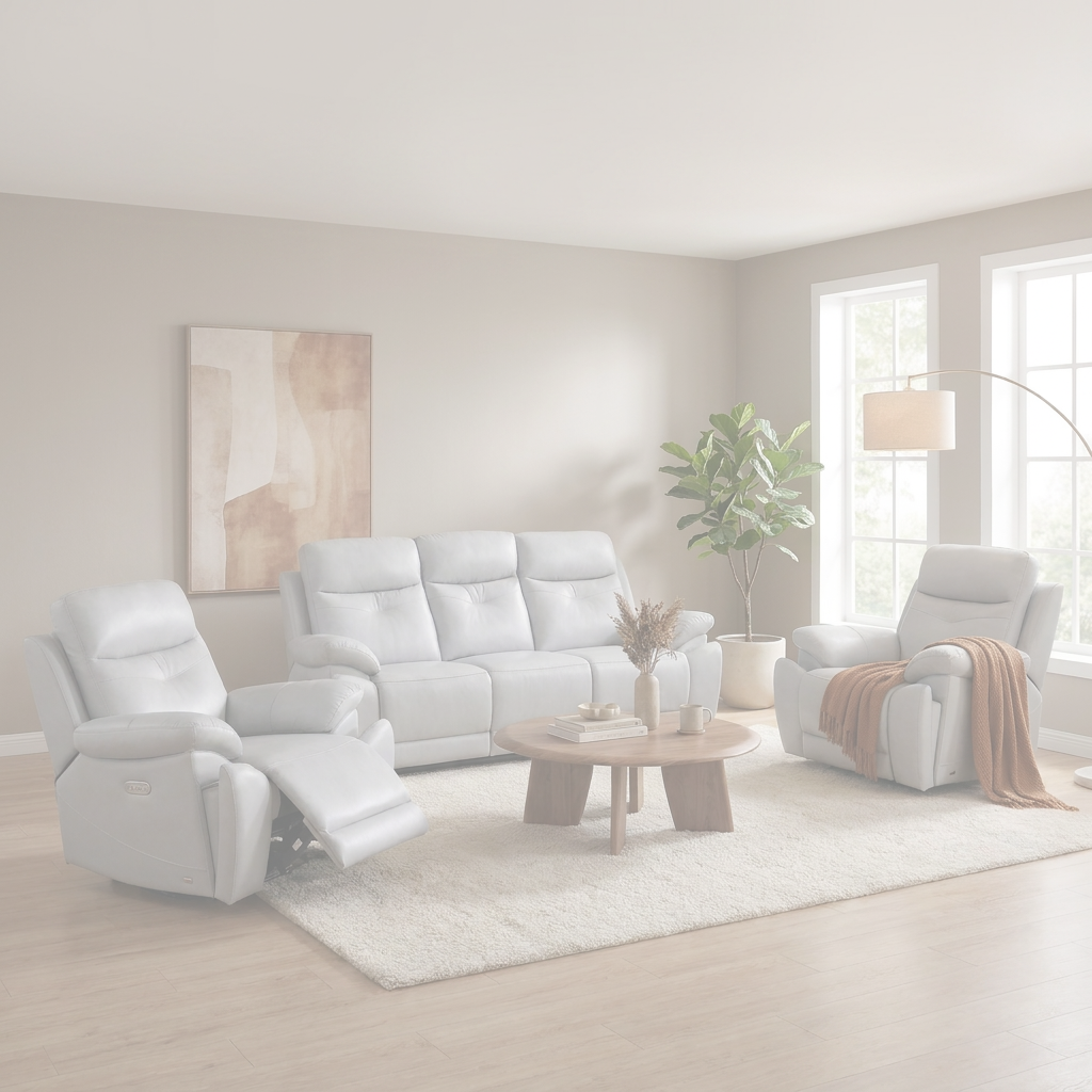 Lalor Electric 3+1+1 Silver Recliner Package dimension diagram placeholder — measurements coming soon