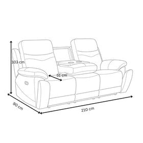Lalor 3 Seater Electric Leather Recliner Lounge dimension diagram