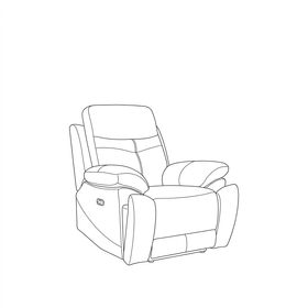 Lalor Electric Leather Recliner Chair angled line drawing — dimensions to be added