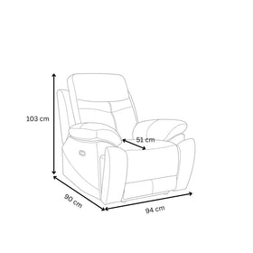 Lalor Electric Leather Recliner Chair dimension diagram