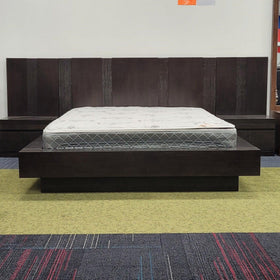 Lauren Floating Wooden Bed by A2Z Furniture - Queen and King sizes, Tropicana Walnut colour, made of rubber wood and veneer, modern design.
