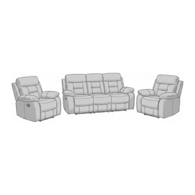 Lemington 3+1+1 Beige Leather Recliner Package dimension diagram — 3 Seater 210 cm, each chair 100 cm wide, all 90 cm deep, 45 cm seat height, 95 cm overall height