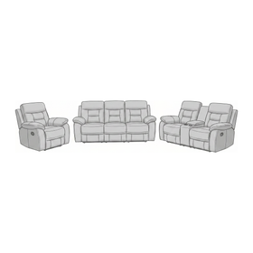 Lemington 3+2+1 Beige Leather Recliner Package dimension diagram — 3 Seater 210 cm, 2 Seater 190 cm, chair 100 cm wide, all 90 cm deep, 45 cm seat height, 95 cm overall height
