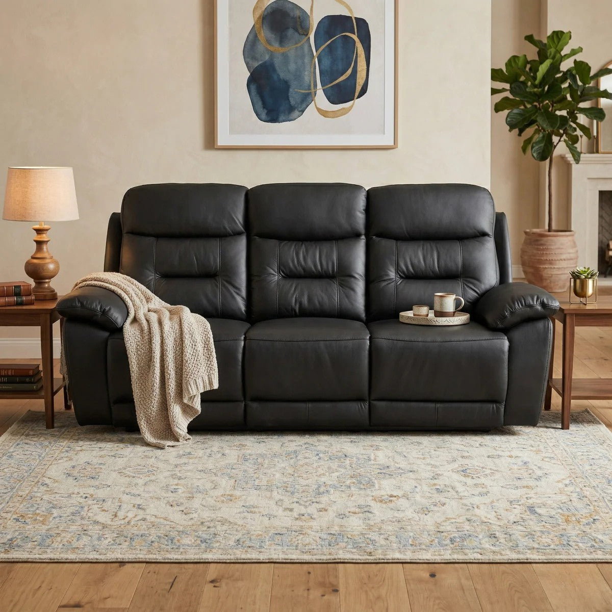 Lemington 3 Seater Leather Recliner Lounge