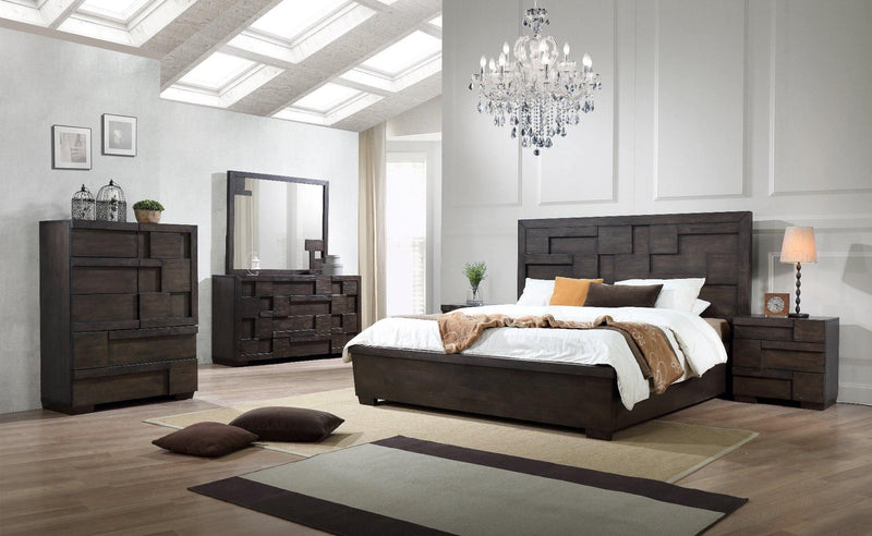 Leone Bedroom Suite - Modern Contemporary Design, Dark Coco Color, Rubberwood and Veneer Construction - The A2Z Furniture