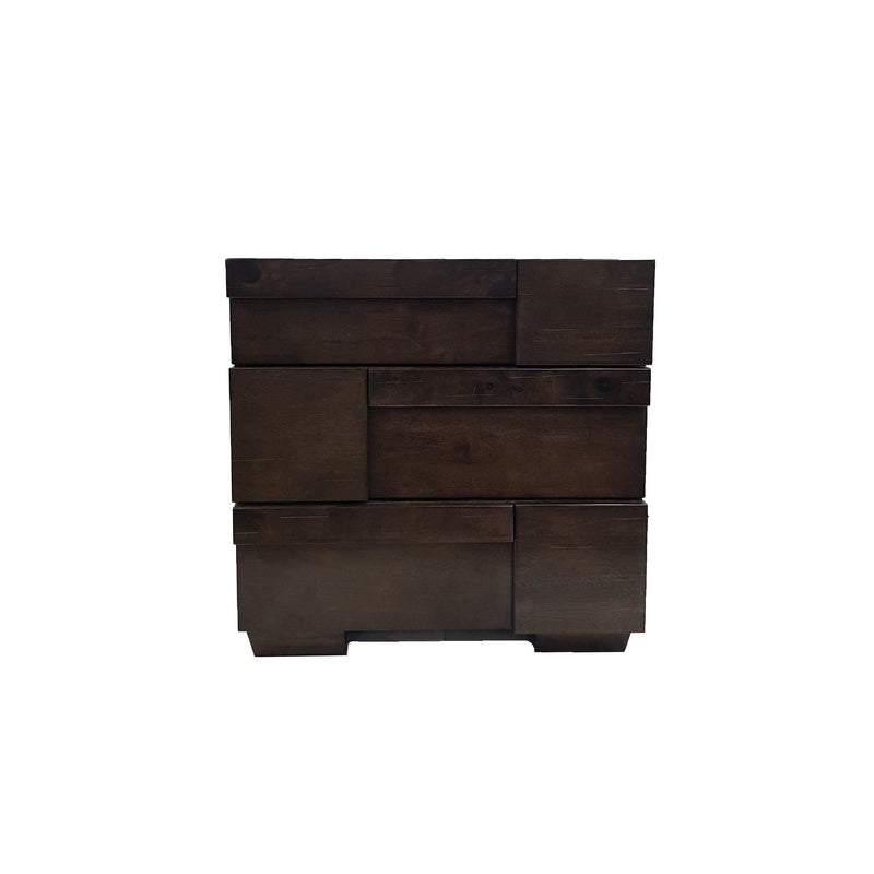 Leone Bedside Table - Dark Cooc Wooden Nightstand with 3 Drawers - Modern Bedroom Furniture - The A2Z Furniture