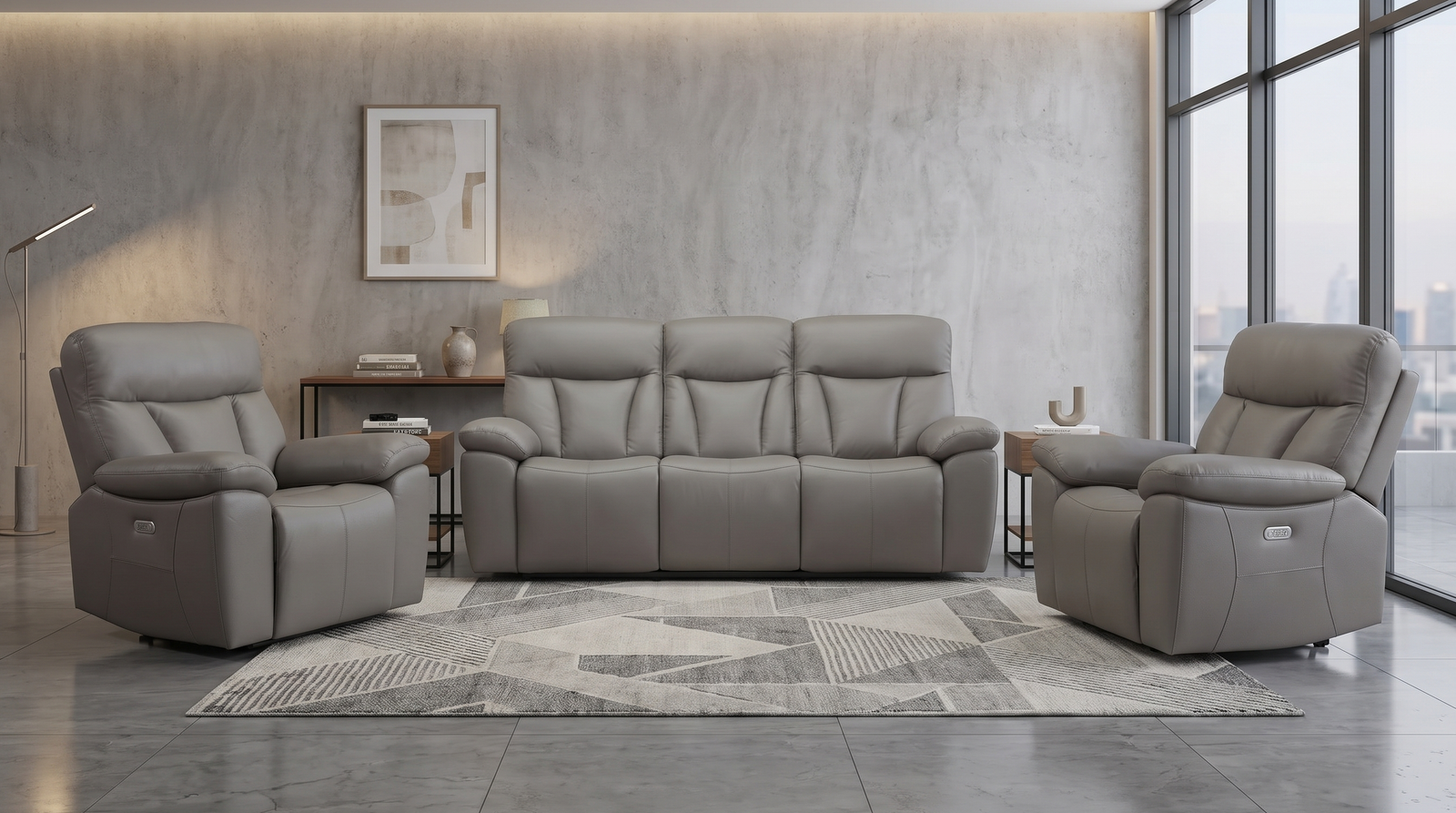 Limestone 3+1+1 Brown Electric Recliner Package