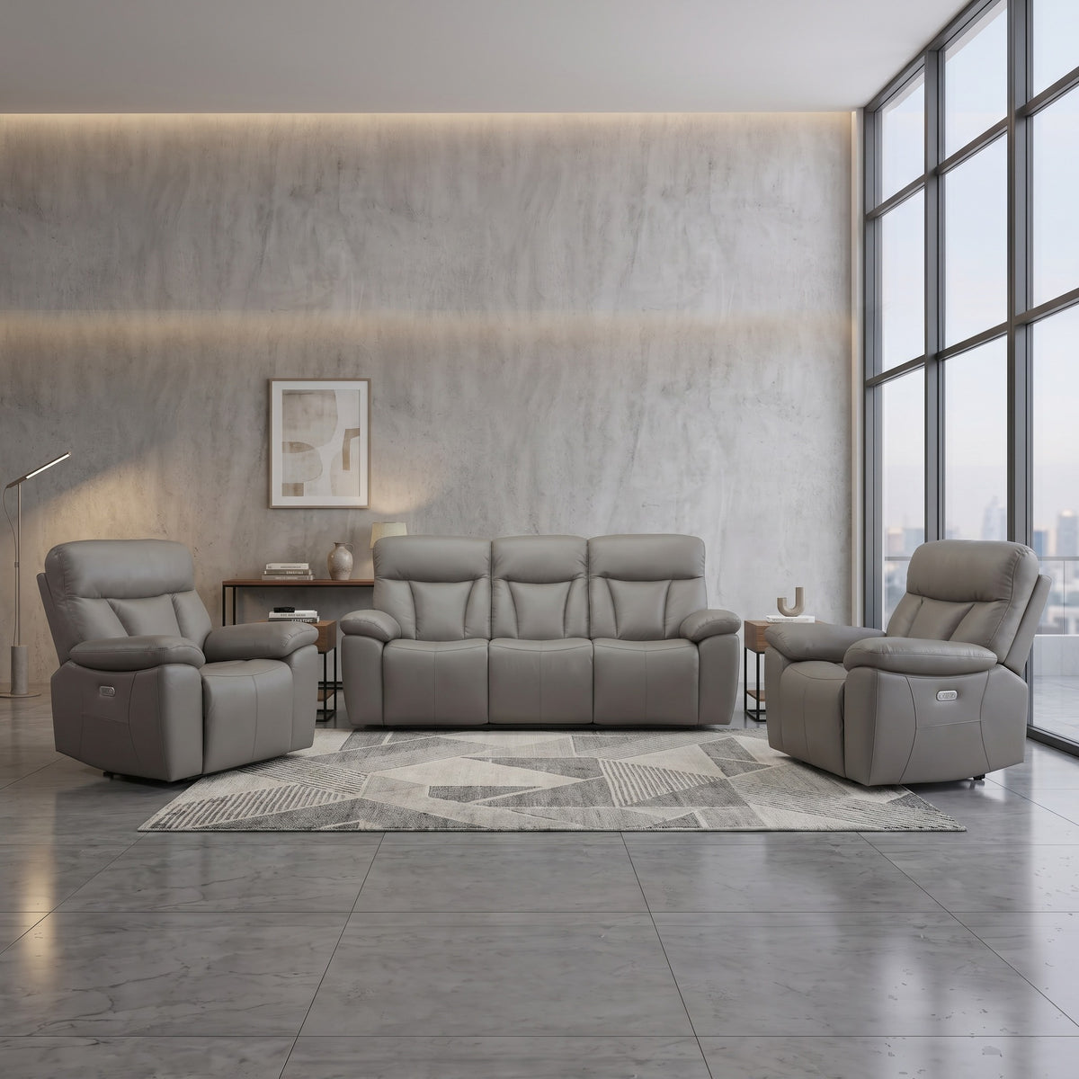 Limestone 3+1+1 Brown Electric Recliner Package