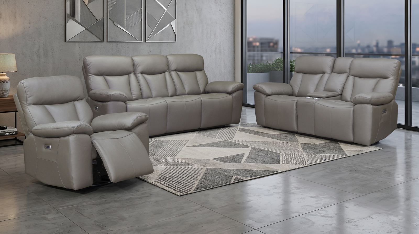Limestone 3+2+1 Brown Electric Recliner Package